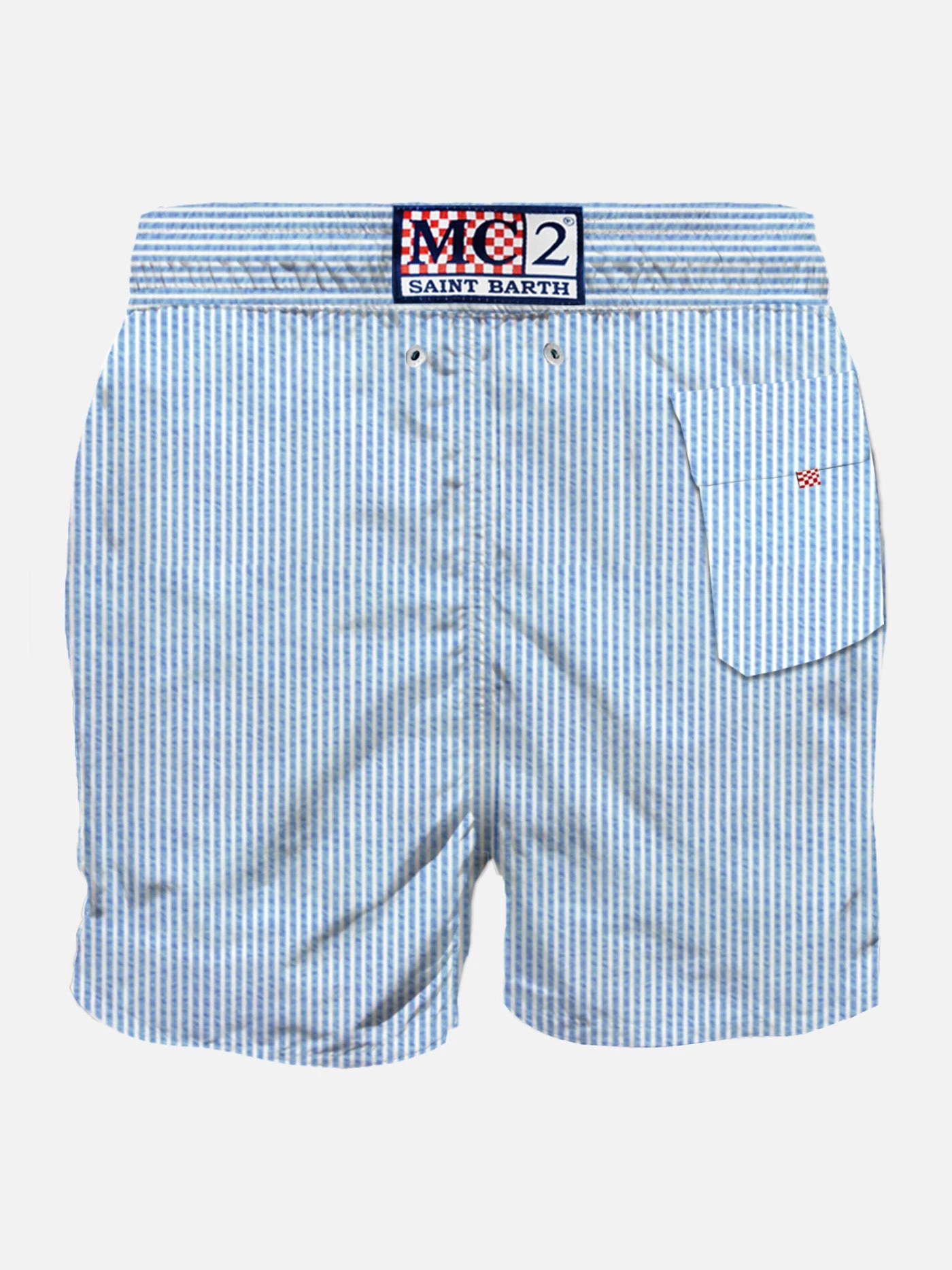 MC2 Saint Barth Man Seersucker Swim Shorts With Striped Print 4 MC2 Saint Barth Man Seersucker Swim Shorts With Striped Print - Image 2