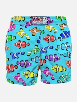 MC2 Saint Barth Man Classic Swim Shorts With Multicolor Clownfish Print 5 MC2 Saint Barth Man Classic Swim Shorts With Multicolor Clownfish Print -The Bikini Collective man swimshort fish lightblue 2