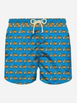 MC2 Saint Barth Man Light Fabric Swim Shorts With Vespa® Print | Vespa® Special Edition