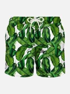 Banana Leaves Print Mid-length Swim Shorts