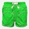 MC2 Saint Barth Man Swim Shorts With Green Bandanna Print -The Bikini Collective man swimshorts bandanna round green 1