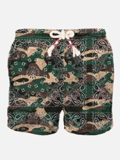 MC2 Saint Barth Man Swim Shorts With Camouflage Bandanna Print