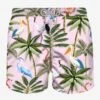 Man Classic Swim Short With Tropical Print -The Bikini Collective man swimshorts birds print pink 1