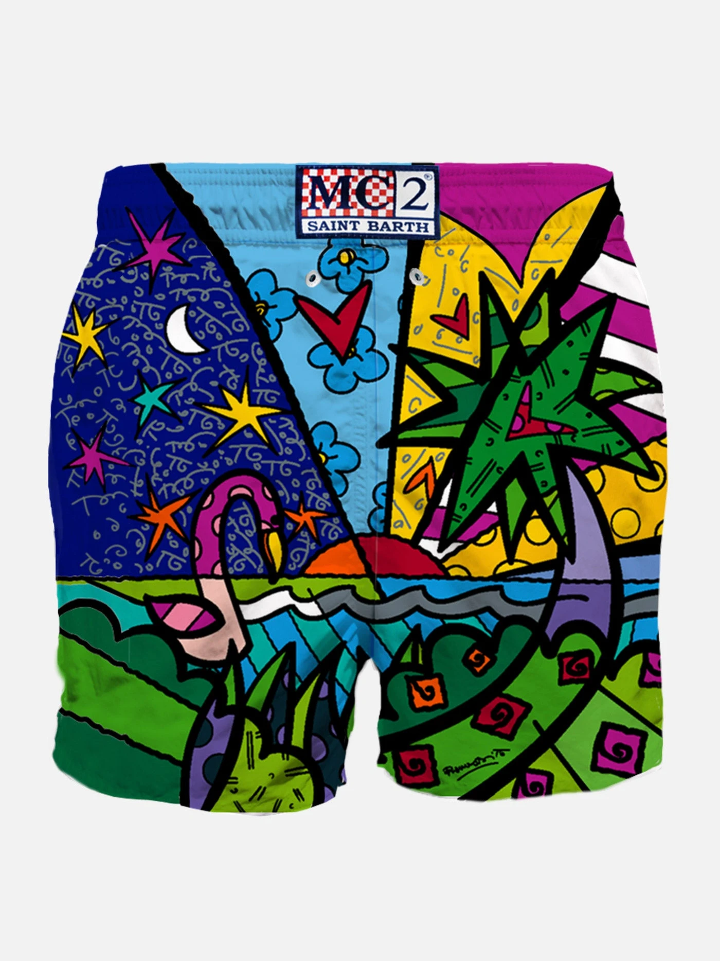 MC2 Saint Barth Man Swim Shorts With Multicolor Beach Print | BRITTO SPECIAL EDITION 4 MC2 Saint Barth Man Swim Shorts With Multicolor Beach Print | BRITTO SPECIAL EDITION - Image 2