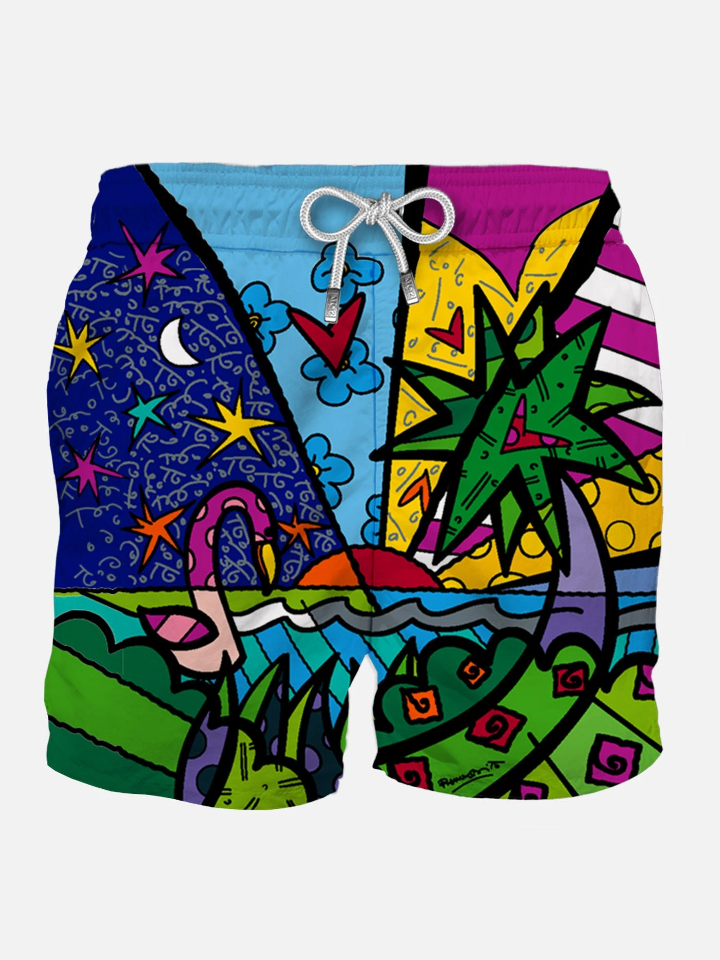 MC2 Saint Barth Man Swim Shorts With Multicolor Beach Print | BRITTO SPECIAL EDITION 3 MC2 Saint Barth Man Swim Shorts With Multicolor Beach Print | BRITTO SPECIAL EDITION