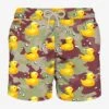 Man Light Fabric Swim Shorts With Mimetic Ducky Print 2 Man Light Fabric Swim Shorts With Mimetic Ducky Print -The Bikini Collective man swimshorts camouflage duck print 1