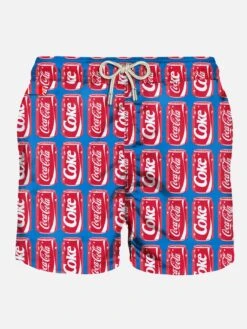 MC2 Saint Barth Man Light Fabric Swim Shorts With Coca-Cola Print | COCA-COLA® SPECIAL EDITION