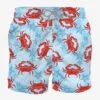 MC2 Saint Barth Light Blue Mid-length Swim Shorts With Crab Print 1 MC2 Saint Barth Light Blue Mid-length Swim Shorts With Crab Print -The Bikini Collective man swimshorts crab print 1