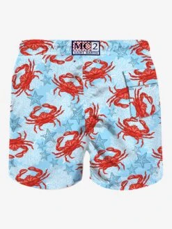 MC2 Saint Barth Light Blue Mid-length Swim Shorts With Crab Print 5 MC2 Saint Barth Light Blue Mid-length Swim Shorts With Crab Print -The Bikini Collective man swimshorts crab print 2