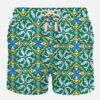MC2 Saint Barth Man Light Fabric Swim Shorts With Majolica Print -The Bikini Collective man swimshorts majolica pattern