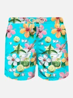 MC2 Saint Barth Man Light Fabric Swim Shorts With Mojito Print