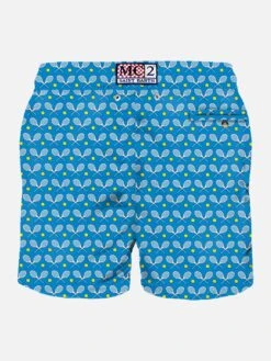 MC2 Saint Barth Man Light Fabric Swim Shorts With Rackets Print -The Bikini Collective man swimshorts padel blue 2