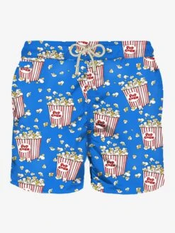 Light Fabric Man Swim Shorts With Pop Corn Print