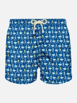 MC2 Saint Barth Man Light Fabric Swim Shorts With Runners Print