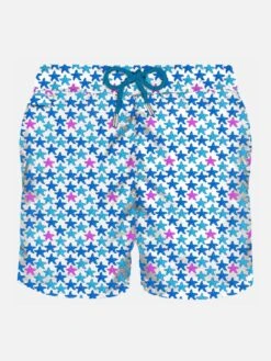 MC2 Saint Barth Man Light Fabric Swim Shorts With Starfish Print