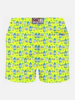 MC2 Saint Barth Man Light Fabric Swim Shorts With Gin And Gym Print | GIN MARE SPECIAL EDITION -The Bikini Collective man swimshorts yellow gin 2