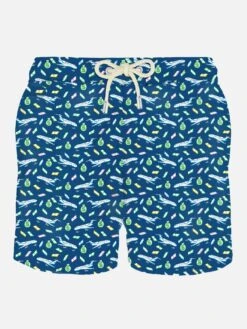 MC2 Saint Barth Man Light Fabric Swim Shorts With Money And Planes Print