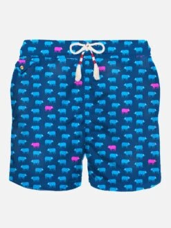 MC2 Saint Barth Man Light Fabric Swim Shorts With Pigs Print