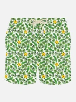 MC2 Saint Barth Man Light Fabric Swim Shorts With Flower Print
