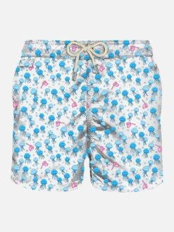 MC2 Saint Barth Man Light Fabric Swim Shorts With Jellyfish Print