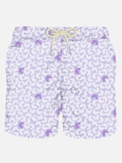 Man Light Fabric Swim Shorts With Crab Print