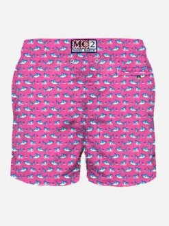 MC2 Saint Barth Man Light Fabric Swim Shorts With Shark -The Bikini Collective micro shark swimshorts2