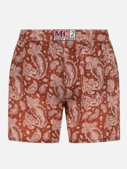 MC2 Saint Barth Man Swim Short With Brown Paisley Print -The Bikini Collective paisley linen.swimshorts man 2
