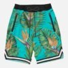 Tropical Print Swim Shorts Surf Style -The Bikini Collective palm flower58 84819798 5f72 4f04 9c00 57f49e79e38c