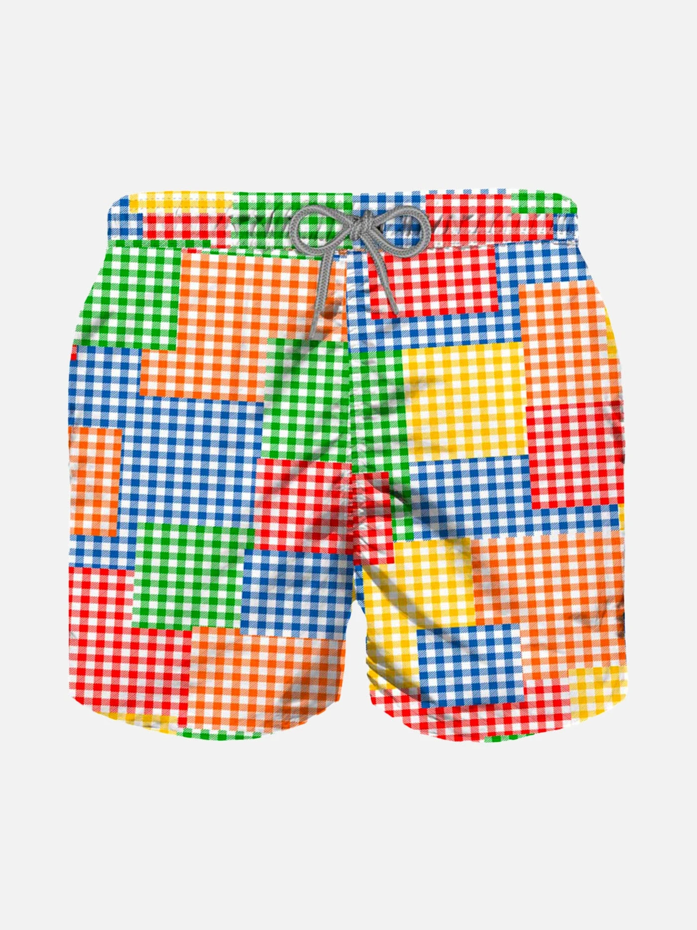 Boy Swim Shorts With Gingham Print 3 Boy Swim Shorts With Gingham Print