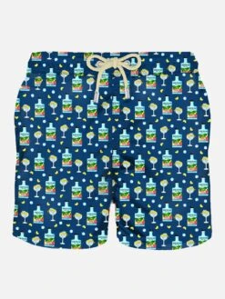 MC2 Saint Barth Man Light Fabric Swim Shorts With Portofino Gin Print | PORTOFINO DRY GIN SPECIAL EDITION