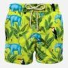 Light Fabric Swim Shorts With Tropical Print -The Bikini Collective savan