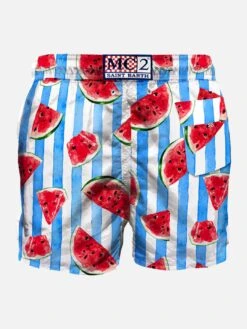 Mid-length Swim Shorts Watermelon Print -The Bikini Collective shark pattern mim 0001 CAP0001 00479B fronte 0000 watermelon swimshort men 5f7666a3 f2fc 4186 a8ff 7ac37649e822