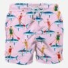 Mid-length Swim Shorts Sup With Sharks Print -The Bikini Collective shark pattern mim 0001 CAP0001 00479B fronte 0001 GUSTAVIA BASE FRONT STUP21