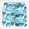 Light Fabric Man Swim Shorts Sharks Print -The Bikini Collective shark pattern mim 0001 swimshort shark waves men 1