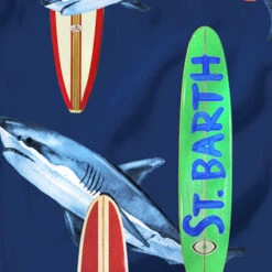 Surfboard Print Boy Swim Shorts -The Bikini Collective shark 1