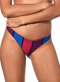 Bicolor Lurex Triangle Bikini With Cheeky Swim Briefs -The Bikini Collective slip beachwear