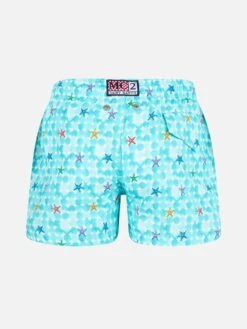 MC2 Saint Barth Boy Light Blue Swim Shorts With Starfish Print And Comfort Fabric -The Bikini Collective starfish boy swim shorts 2