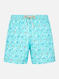 MC2 Saint Barth Man Light Fabric Comfort Swim Shorts With Sea Star Print