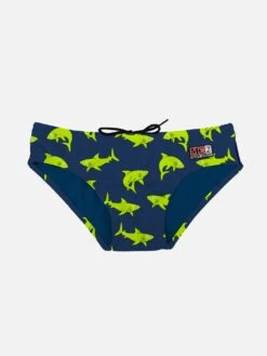 MC2 Saint Barth Boy Swim Briefs With Sharks All Over Print