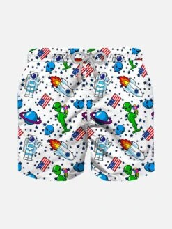 Space Print Boy Swim Shorts