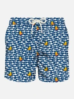 Light Fabric Man Swim Shorts Duckies And Sharks Print