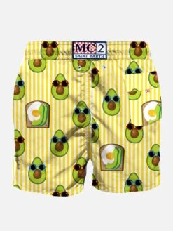 Mid-length Swim Shorts Avocado Toast Striped Print 9 Mid-length Swim Shorts Avocado Toast Striped Print -The Bikini Collective swimshorts avocado stripes summer 1