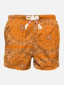 MC2 Saint Barth Man Swim Shorts With Orange Bandanna Print