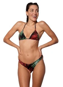 Tropical Leaves Jumbo Print Bikini With Cheeky Swim Briefs