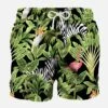 Tropical Print Mid-length Swim Shorts -The Bikini Collective tropical birds man swimshort1
