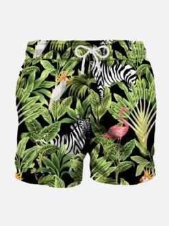 Tropical Print Mid-length Swim Shorts
