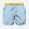 Light Blue Gingham Boy's Swim Shorts With Embroidery -The Bikini Collective vichy azzurro giallo costume tasca bimbo mc2 mare 1